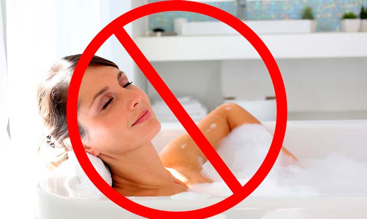 Запрещен прийом горячей ванны после липосакции подбородка